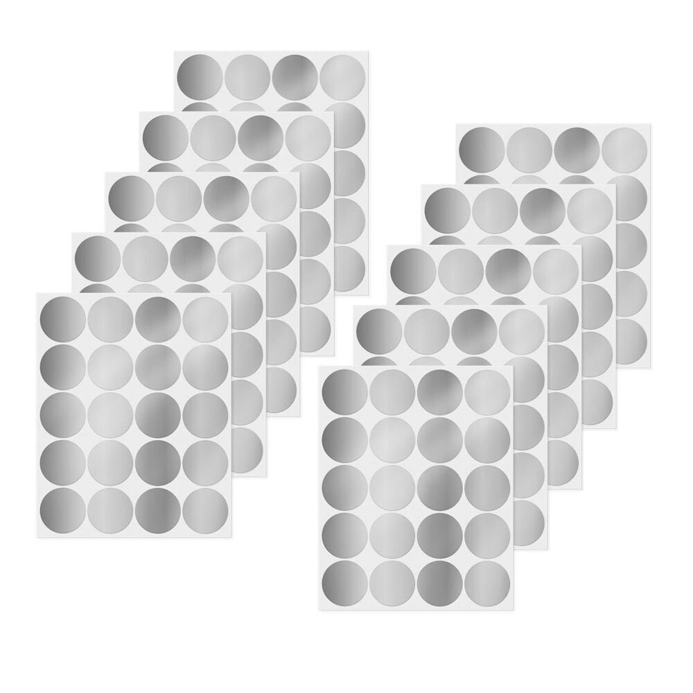7733 Silver Dot Stickers 2 Inches Vinyl Self-Adhesive Waterproof Colored